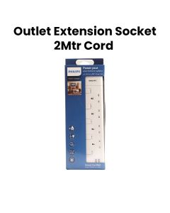Philips 4-Way Outlet Extension Socket Individual Switch BS Plug 2Mtr Cord - White(SPN2944WA/56)